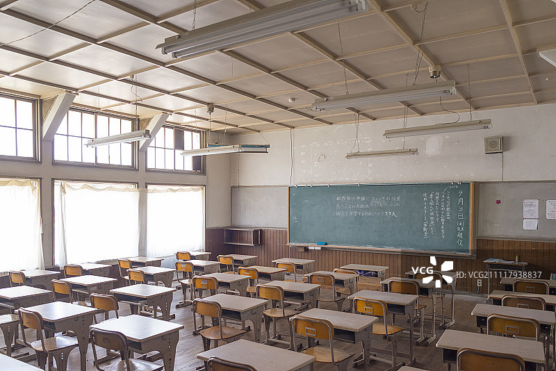 日本滋贺县日野町镰挂小学旧址教室图片素材