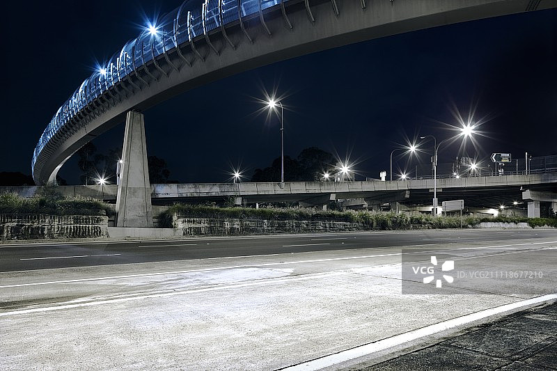 城市高速公路，墨蓝色天空图片素材