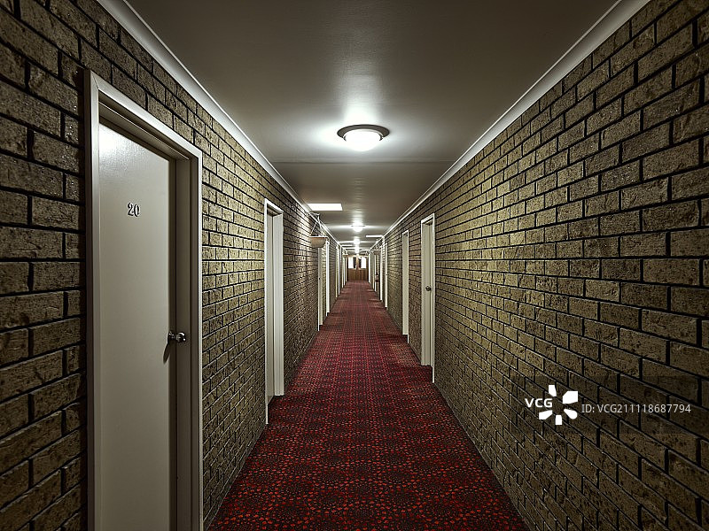 复古汽车旅馆走廊图片素材