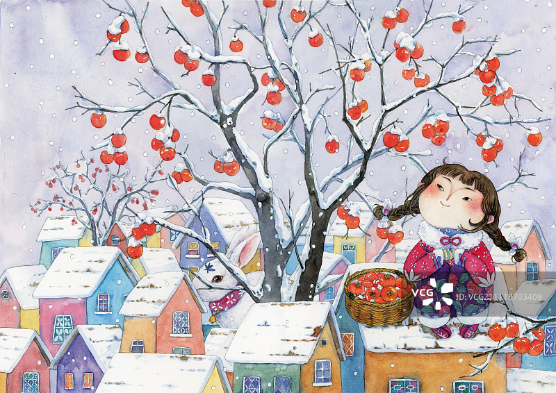 雪柿子图片素材