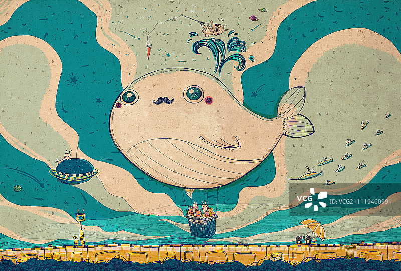 萝卜是万能的-鲸鱼热气球图片素材