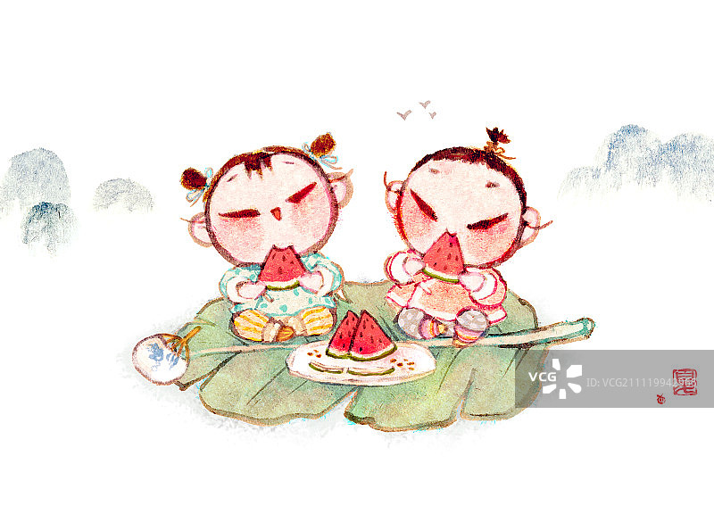 闺蜜丸子吃瓜图片素材
