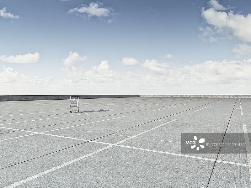 混凝土停车平台带购物车图片素材