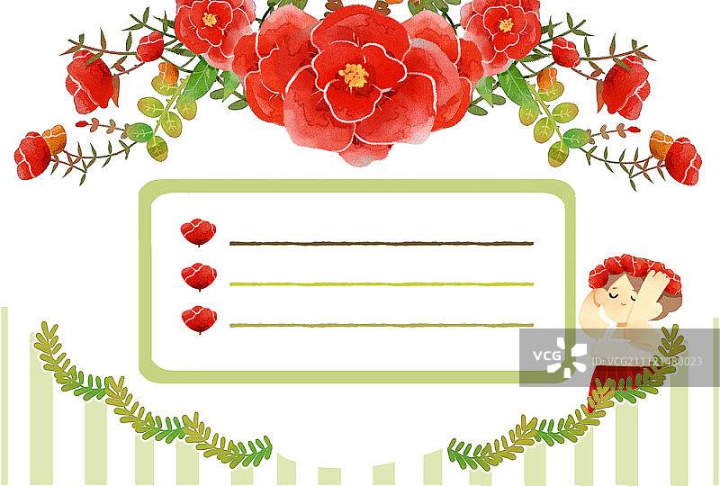 女孩与花卉模板图片素材