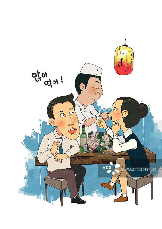 韩国酒文化插画图片素材