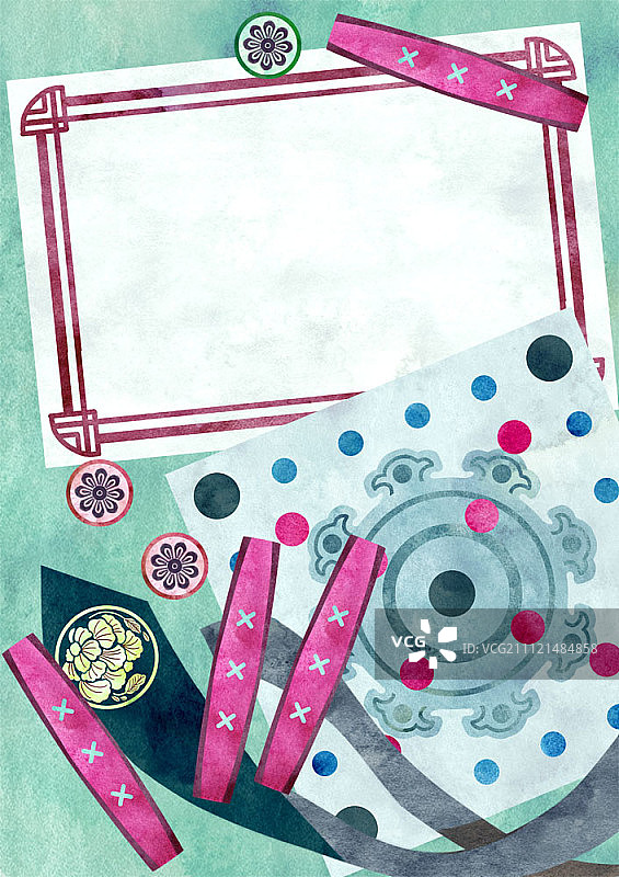 韩国传统图案贺卡模板图片素材