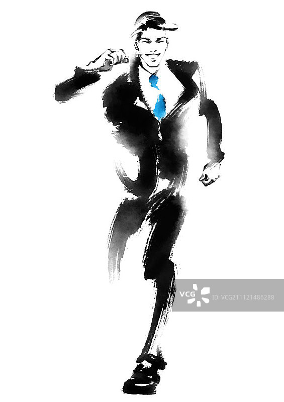 水墨画插图 - 商人图片素材