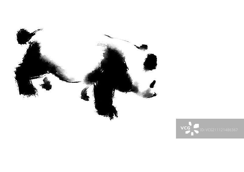 水墨熊猫插画图片素材