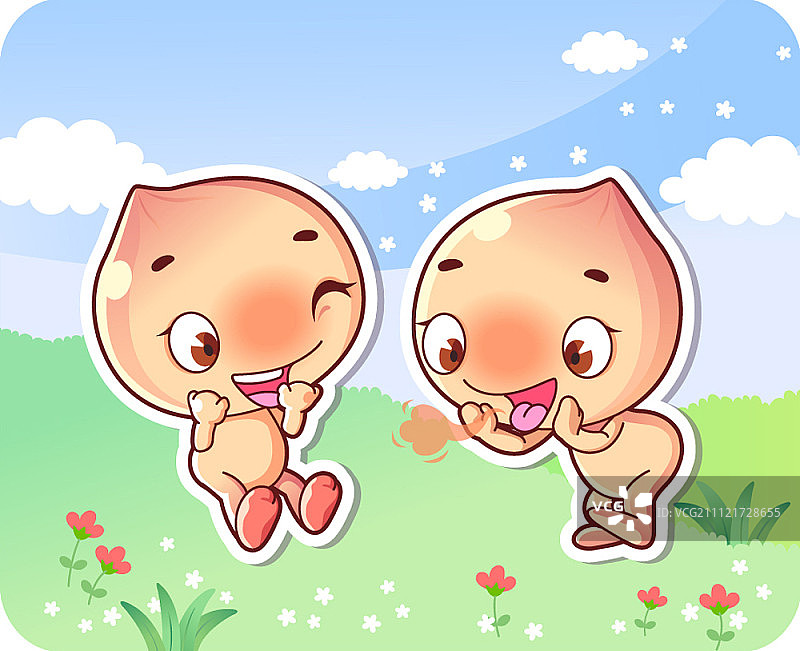 卡通桃子人物图片素材