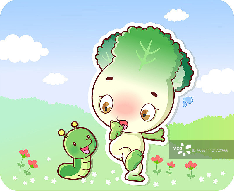 卷心菜和幼虫卡通形象图片素材