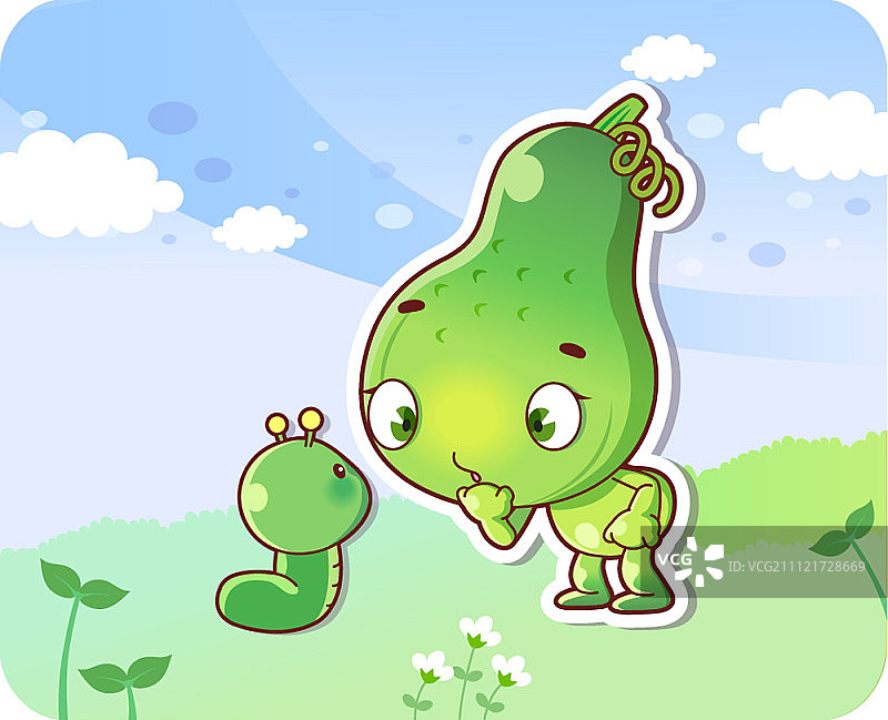黄瓜和幼虫卡通形象图片素材