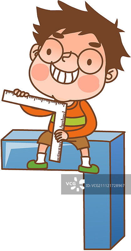 男孩拿着尺子图片素材