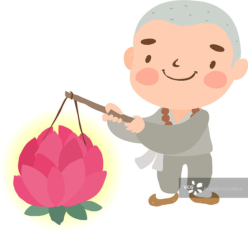 年轻的佛教僧侣插画图片素材