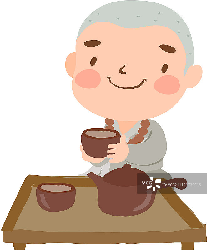 年轻的佛教僧侣插画图片素材