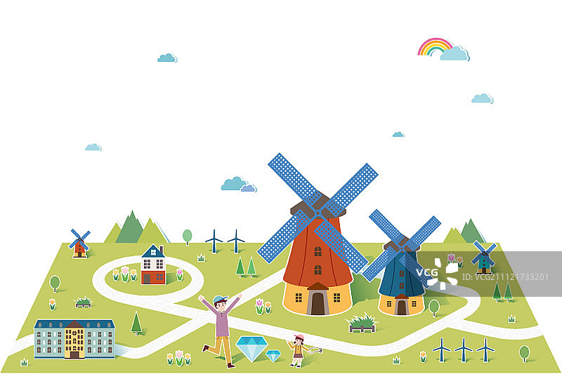 荷兰旅游景点插画图片素材