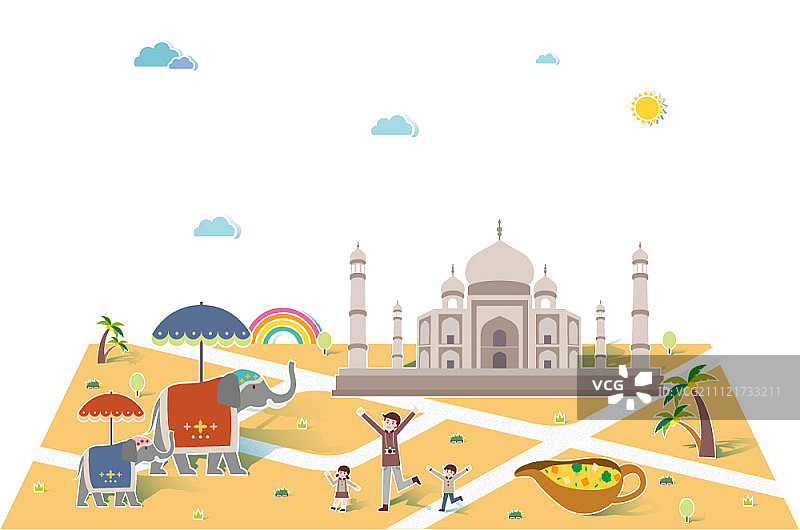 印度旅游景点插画图片素材