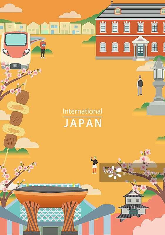 日本名胜古迹插画图片素材