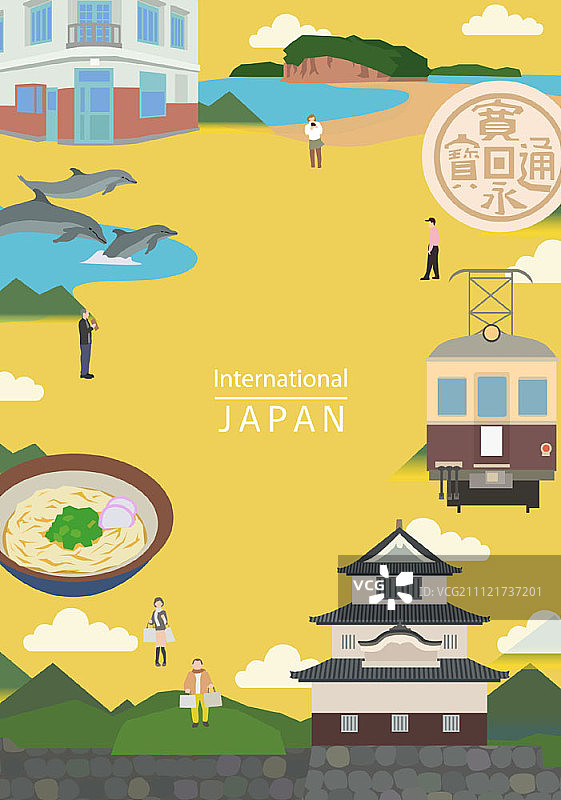 日本名胜古迹插画图片素材