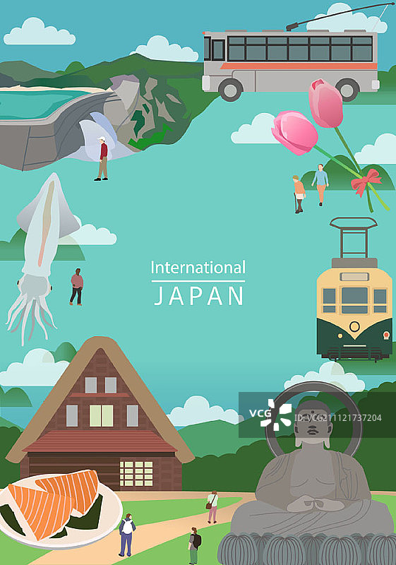 日本名胜古迹插画图片素材