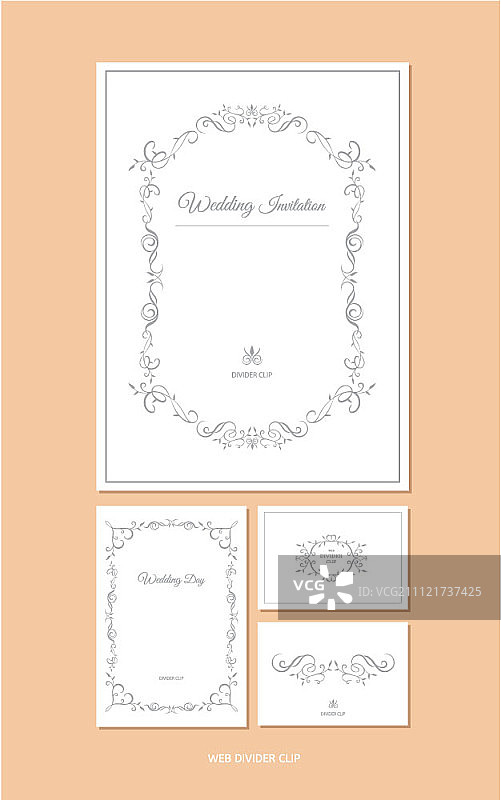 婚礼邀请函套装图片素材