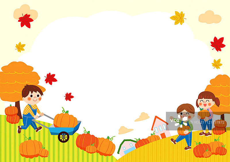 秋季野餐儿童插画图片素材
