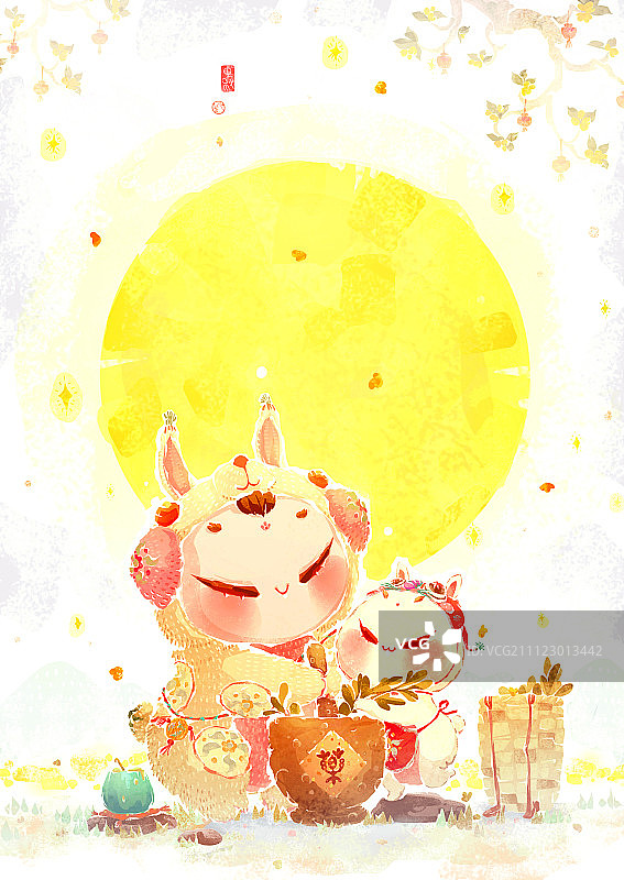 丸子玉兔捣药图片素材