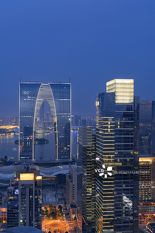 苏州金鸡湖CBD城市风光图片素材