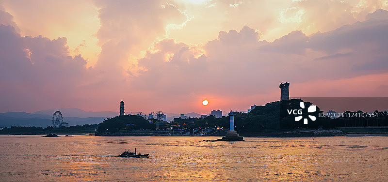 夕照江心屿图片素材