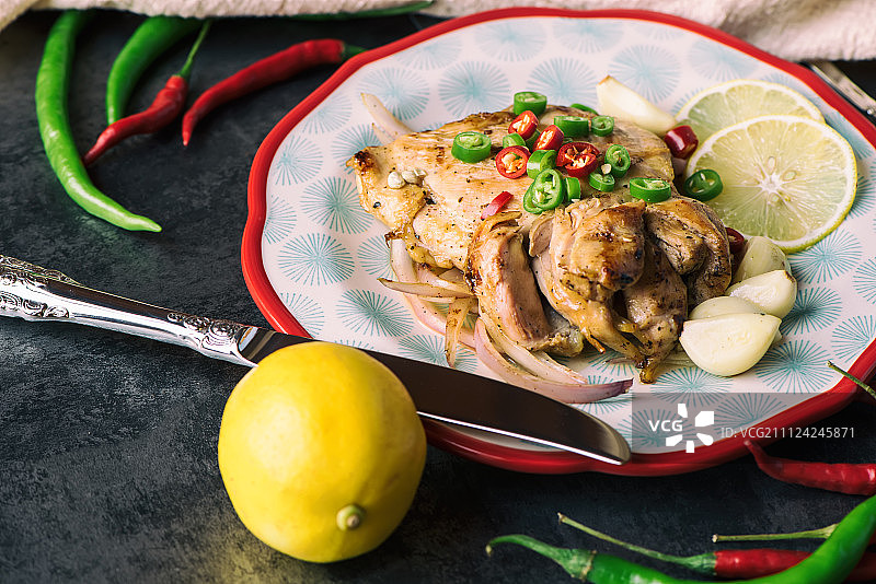 煎鸡腿肉图片素材