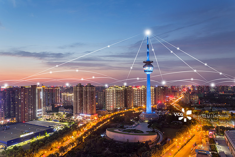 西安城市数据传输概念图片素材