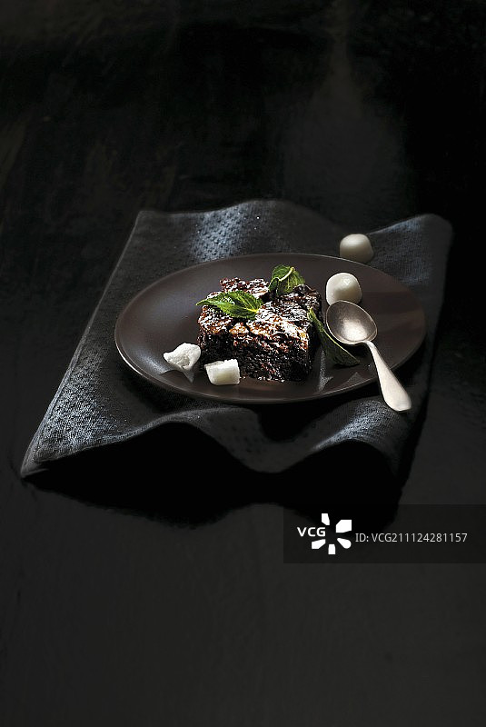 巧克力薄荷布朗尼图片素材