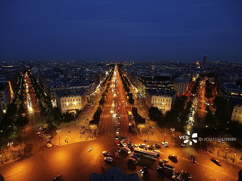 法国巴黎戴高乐广场夜景图片素材