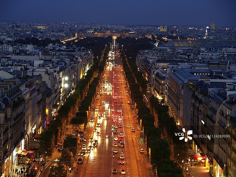 法国巴黎戴高乐广场夜景图片素材