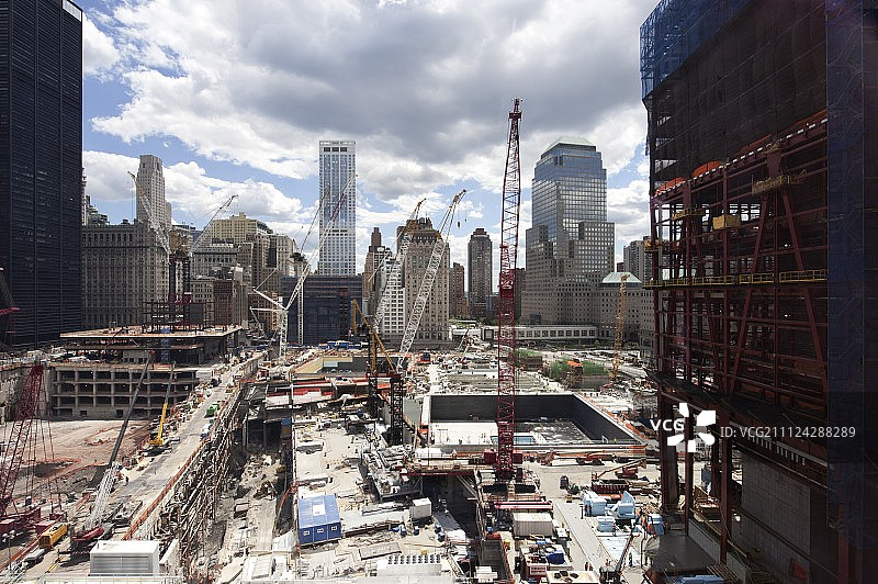 美国纽约归零地遗址的建筑工程图片素材