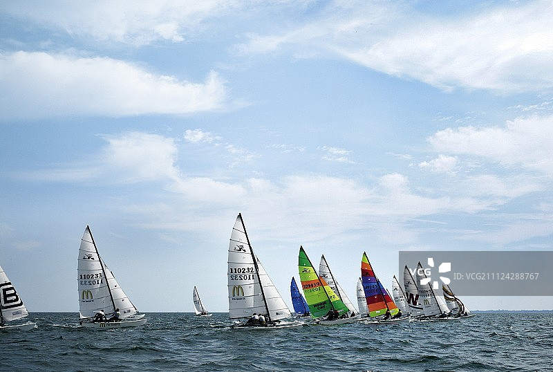 德国基尔周波罗的海沿岸的帆船景观图片素材