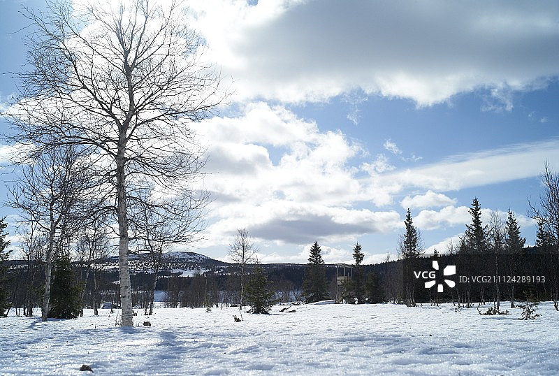 挪威海姆斯达尔滑雪胜地冬季景观图片素材