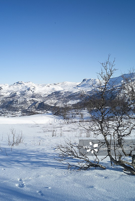 挪威海姆斯达尔滑雪胜地的雪景图片素材