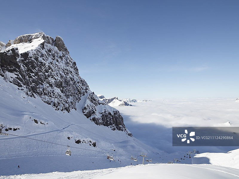 瑞士恩格尔贝格铁力士山约赫山口滑雪场景色图片素材