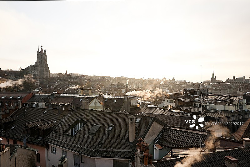 瑞士沃州洛桑城市风光图片素材