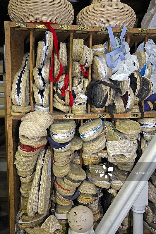 巴塞罗那Espardenyes的鞋架图片素材