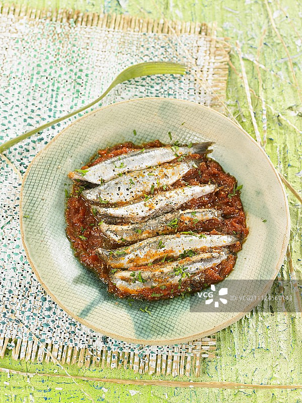 番茄酱凤尾鱼片图片素材