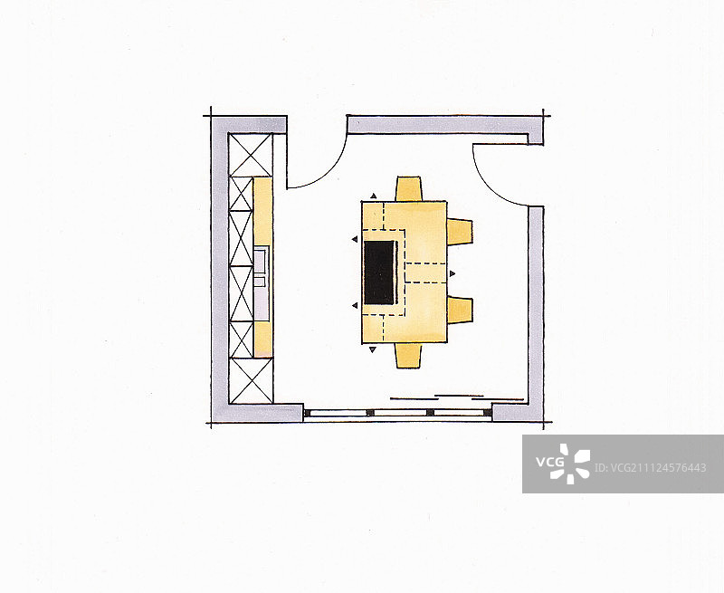 厨房平面图插画图片素材