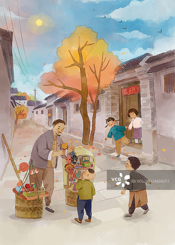 老北京打糖锣的图片素材