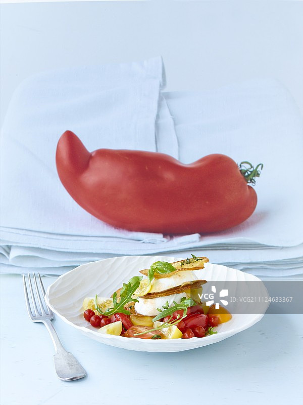 意大利面包沙拉配水牛奶酪图片素材