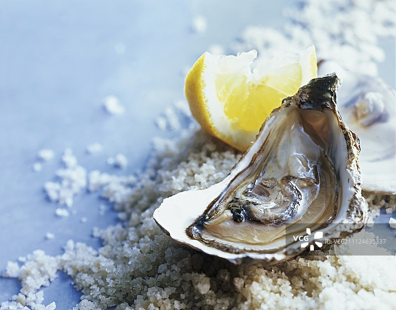 海盐青柠生蚝特写图片素材