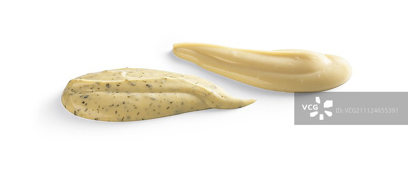 白色背景上的塔塔酱和蛋黄酱图片素材