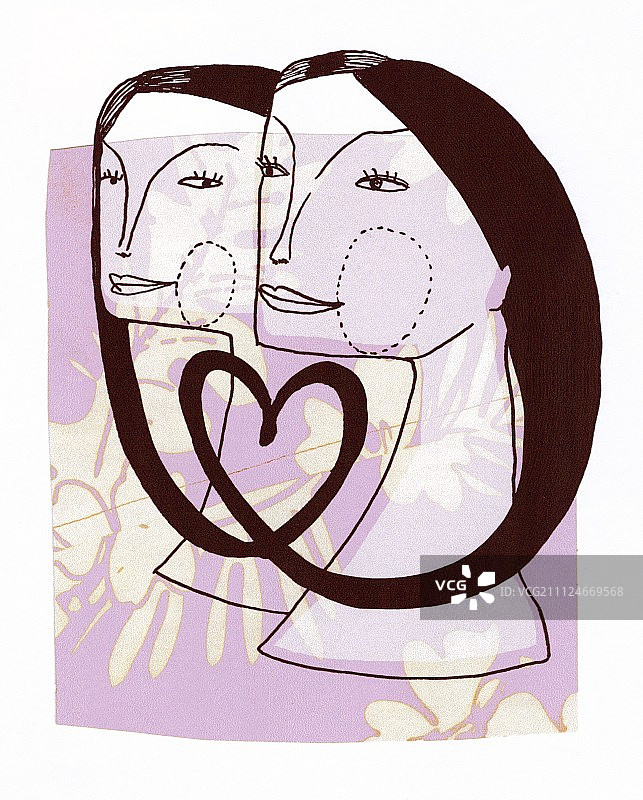 象征双子座的两名女子插画图片素材