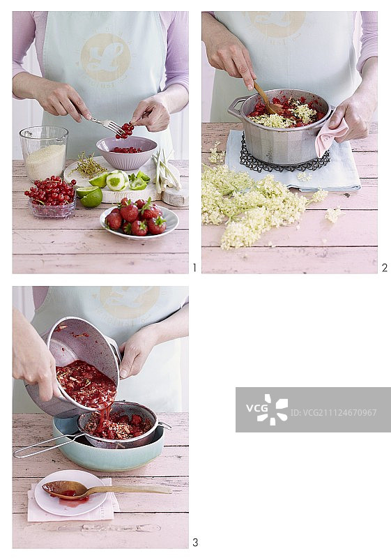 接骨木花浆果酱制作图片素材