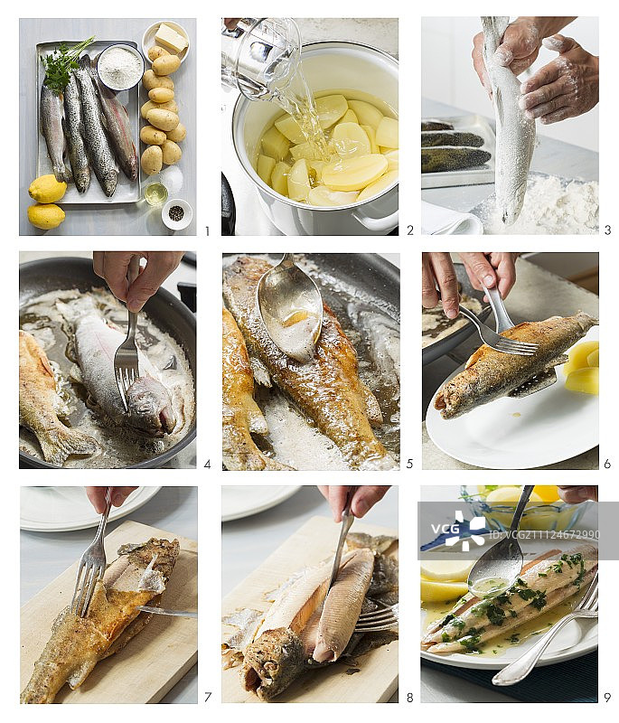 制作法式煎鳟鱼图片素材