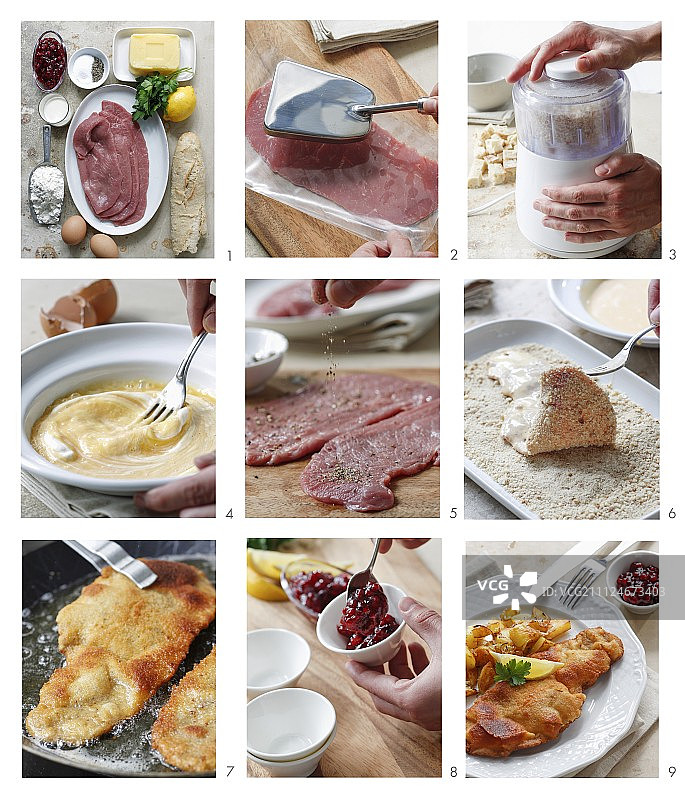 制作维也纳炸肉排图片素材